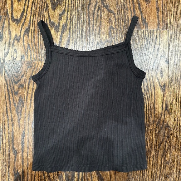 Brandy Melville Black tank top with scallop edges - Picture 1 of 3